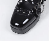Advbridge Vintage Platform Sandals Women Narrow Band Sqaure Toe High Heels Shoes Ladies Buckle Strap Pumps Female Mary Janes Shoes