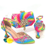 Advbridge Fresh Beautiful Silver Women's Shoes Totem-style Arrangement Of Rhinestone Design Party Ladies Shoes And Handbags