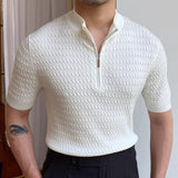 Advbridge Solid Color Business Leisure Herren Pullover 2023 Spring Knitted Short Sleeved Zipper Men's Slim Pull Homme Fashion T Shirts