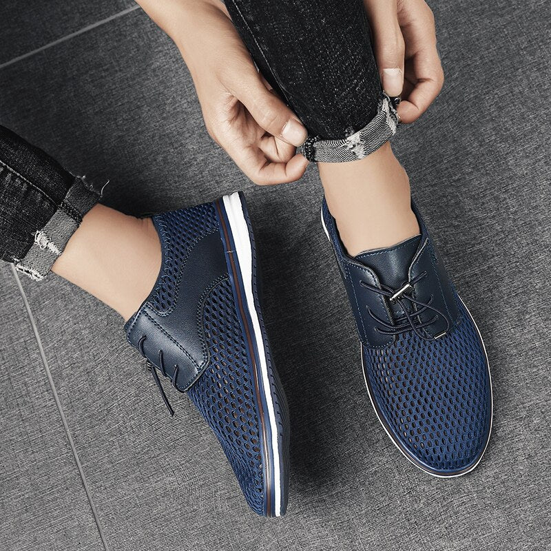 Advbridge Summer Mens Casual shoes Fashion Hollow Out Breathable Business Shoes low top Outdoor Flats Comfy Walking Sneakers Mocassin