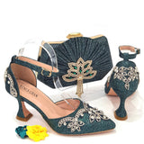 Advbridge Fresh Beautiful Silver Women's Shoes Totem-style Arrangement Of Rhinestone Design Party Ladies Shoes And Handbags
