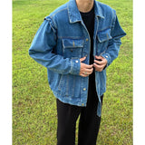 Advbridge Men's Korean Style Fashion Trend Cowboy Coats Four Seasons Pocket Decoration Streetwear Denim Jackets Blue Color Outerwear