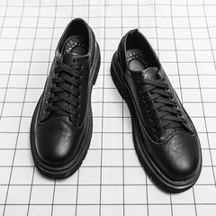 Advbridge Retro Solid Color Rubber Sole Business Men's Shoes Autumn New Men Casual Shoes Thick Bottom Heightened Casual Leather Shoes