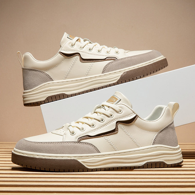 Advbridge Fashion Mens Casual Leather Shoes Lace Up Men Sneakers New Trend Outdoor Footwear British Fashion Male Retro Classic Skate Shoes