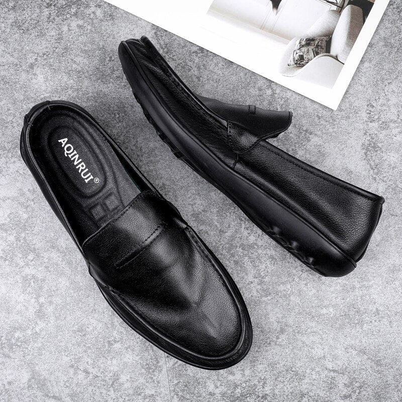 Advbridge Luxury Brand Italian Mens Shoes Casual Leather Loafers Genuine Moccasins Light Breathable Slip on Boat Shoes for Man