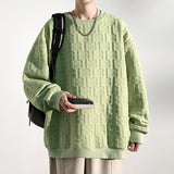 Advbridge Jacquard Men's Hoodies long-sleeved T-shirt Solid Color Loose Sweatshirt Casual Couple Basic New Soft senior Bottoming shirt Top