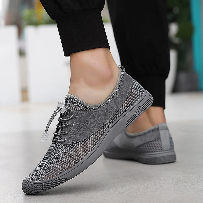 Advbridge Breathable Mesh Shoes Men Summer Casual Sneakers Non-Slip Outdoor Hiking Shoes Hollow Out Mens Loafers Lightweight Beach Sandals