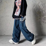 Advbridge Retro Blue Daddy Pants Oversized Jeans Men and Women New Fashion Hip Hop Loose Straight Leg Wide Leg Drapey Trousers Streetwear
