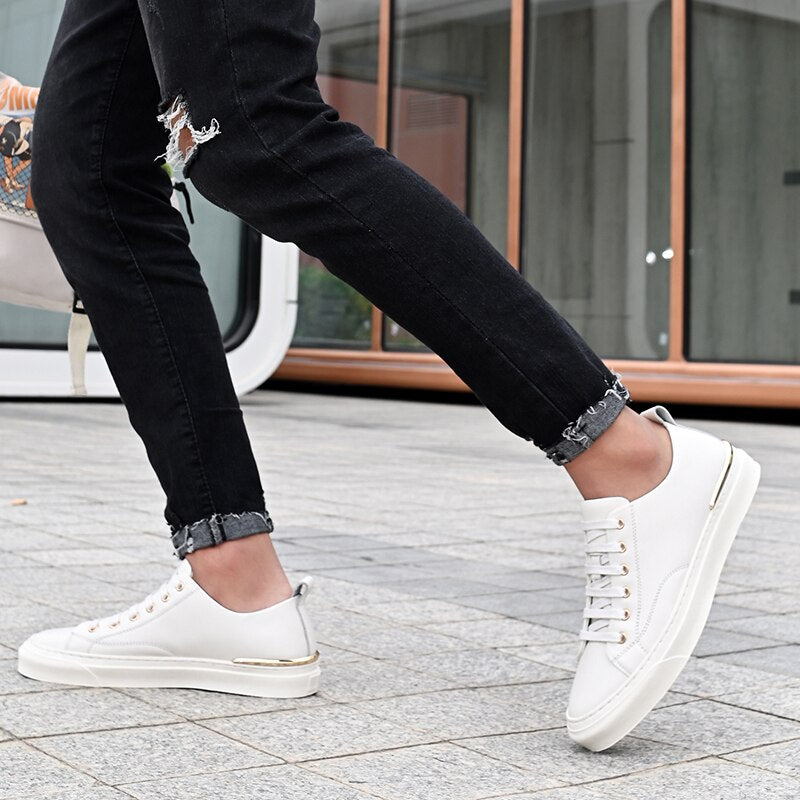 Advbridge Luxury White Men's Casual shoes High Quality Lace-up outdoor flats Genuine Leather man Sneakers Brand Black Designers Footwear
