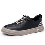 Advbridge Color Matching Men Casual Leather Shoes Handmade Male Sneakers New Arrival Fashion Flats Skate Shoes Men Leisure Vulcanize Shoes