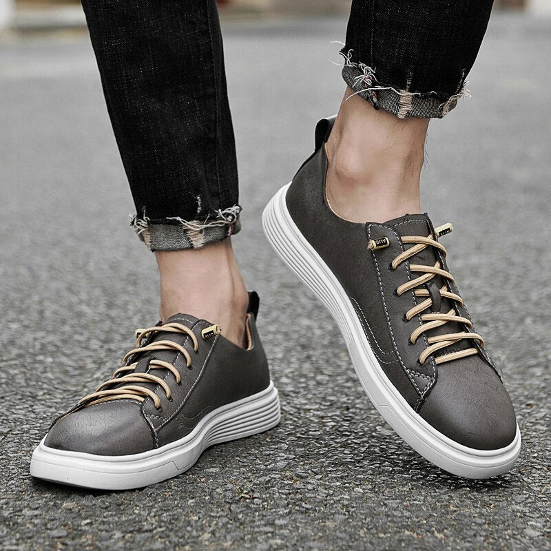Advbridge Genuine Leather Men Shoes Luxury Brand England Trend Casual Shoes Men Sneakers Breathable Leisure Male Footwear Chaussure Homme