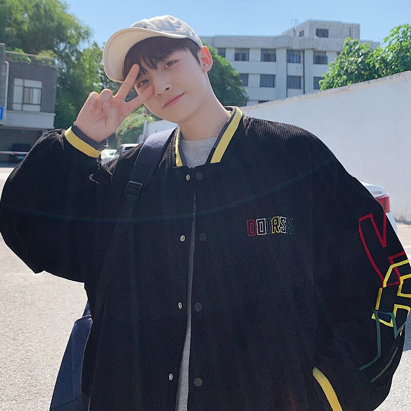 Advbridge Colorful Varsity Jacket for Teenage Korean Fashion Trends Loose Clothing Mens Letter Embroidery Baseball Coat Vintage Streetwear