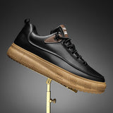 Advbridge Solid Color Thick Bottom Non-slip Sports Shoes Autumn Men Casual Shoes Retro Comfortable Breathable Rubber Sole Men's Shoes