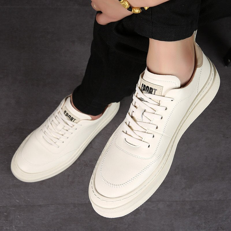 Advbridge New Leather Men's Casual Shoes Fashion Brand male Footwear High Quality Leisure Office shoes classic white daily outdoor flats