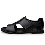 Advbridge Summer Luxury Sandals Men Genuine Leather Casual Shoes Men Breathable Beach Shoes High Quality Outdoor Slippers Black Mens Shoes
