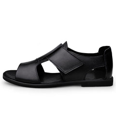 Advbridge Summer Luxury Sandals Men Genuine Leather Casual Shoes Men Breathable Beach Shoes High Quality Outdoor Slippers Black Mens Shoes