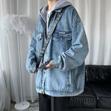 Advbridge All Season Winter Fashion Men's Solid Casual T-Shirts Loose Pockets Denim Jacket Coat Cool Boy Hoodie Student Sport