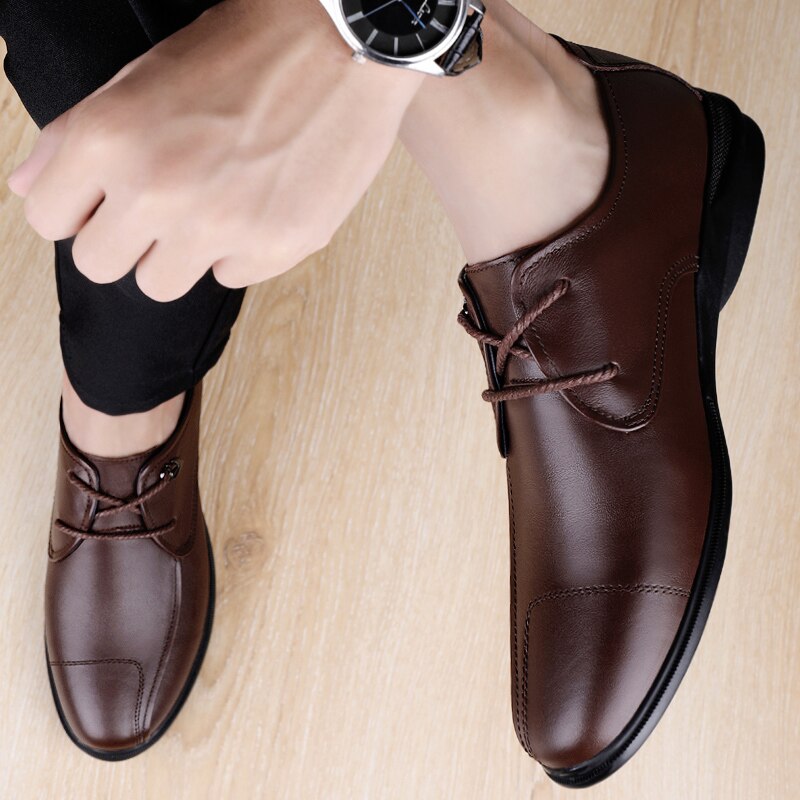 Advbridge Fashion Mens Oxfords Shoes Lightweight Men Casual Shoes Genuine Leather Handmade Men Business Shoes All-match Male Shoes