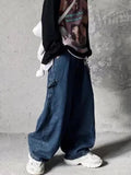 Advbridge Retro Blue Daddy Pants Oversized Jeans Men and Women New Fashion Hip Hop Loose Straight Leg Wide Leg Drapey Trousers Streetwear