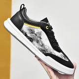 Advbridge Men Leather Shoes Lace Up Mens Casual Shoes Fashion Sneakers Men Shoes Graffiti Personalized Men's Shoes