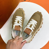 Advbridge Casual Leather Sneakers Women Mixed Color Lace Up Platform Shoes Autumn Fashion Female Sport Shoes Ladies Trainers