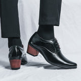 Advbridge Black Elegant Dress Shoes Men Heels Shoes Comfortable Leather Wedges Formal Shoes Men Office Footwear Zapatos Hombre Vestir