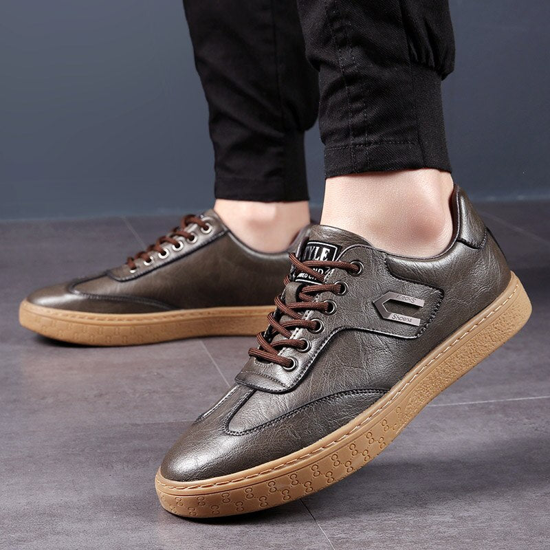 Advbridge Spring Autumn New Men Shoes Fashion Casual Skateboard Shoes Men Leather Walking Work Oxfords Business Hip Hop Mens Sneakers