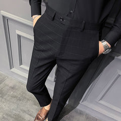 Advbridge Brand Clothing Spring Summer New Plaid Dress Pants Men Clothing Business Formal Wear Slim Fit Office Trousers 36 38