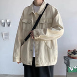 Advbridge Autumn Winter Men's Solid Casual Loose Pockets Jacket Retro Button Coat Boy
