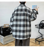 Advbridge Spring Autumn Fashion Men's Casual T-Shirt Loose Soft Versatile Tops Buttons Shirt Coat Cool Boys Plaid Jacket College Style