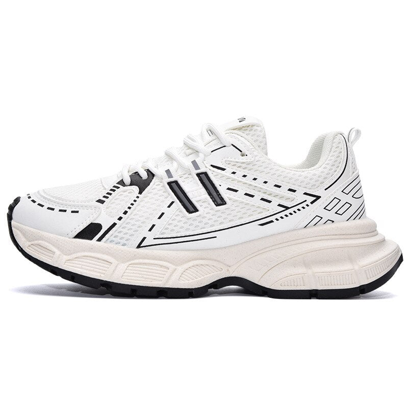 Advbridge Female Dad Shoes 2023 Adult Platform Trainers Stylish Casual Mesh Chunky Sneakers for Women White Sport Thick Sole Footwear