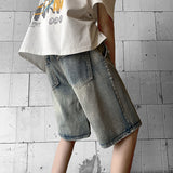 Advbridge Summer Denim Shorts Men Fashion Blue Retro Denim Shorts Mens Japanese Streetwear Hip-hop Loose Straigh Jeans Shorts Men S2XL