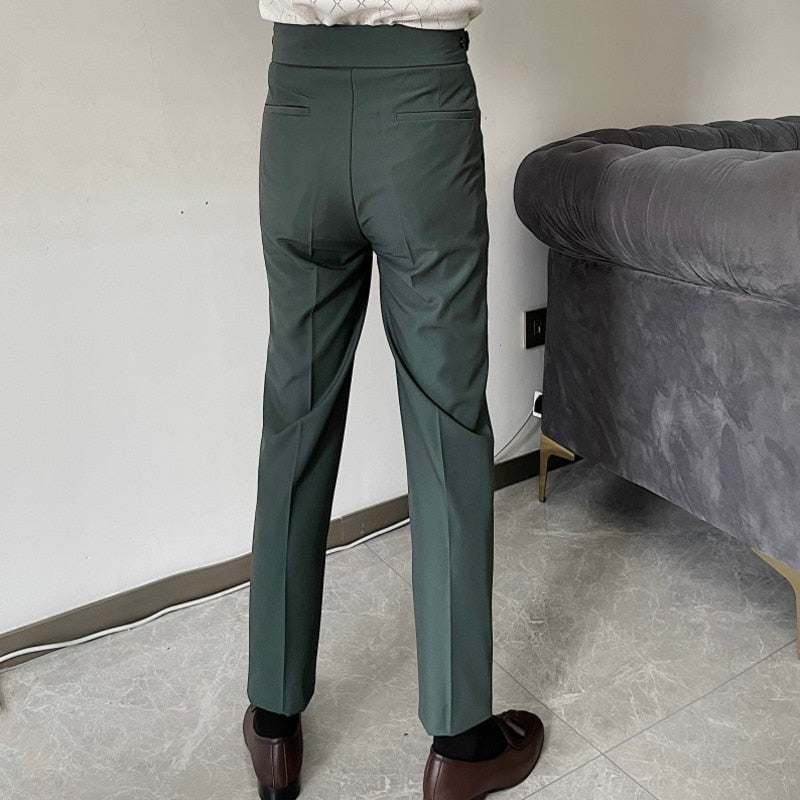 Advbridge Men's Solid Color Suit Pant Slim Fit Feet Casual British 2023 Spring High Waist Pants Office-trousers Men Dress Pant Trousers