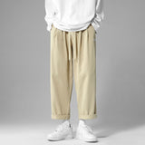 Advbridge Summer Cotton Casual Pants Men Fashion Retro Cargo Pants Men Japanese Streetwear Hip Hop Loose Straight Pants Mens Trousers