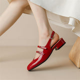 Advbridge Summer Sandals Split Leather Round Toe Women Sandals French Retro Women Shoes Cover Toe Sandals for Women Mary Jane Shoes