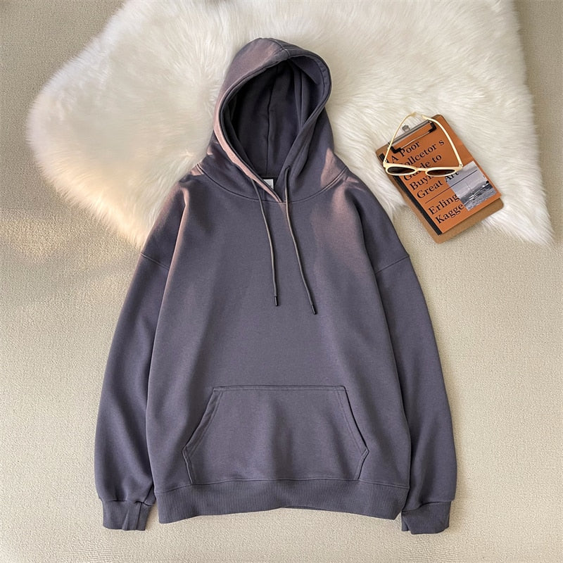 Advbridge Korean Men's Solid Color Sweatshirt Hoodies 2023 Casual Hooded Pullovers Hoodie Warm Fleece Male Loose Man Clothing 3XL