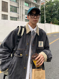 Advbridge New Spring Japan Retro Lapel Denim Jacket Punk Loose Jacket Autumn Hong Kong Style Hip Hop Handsome Stitching Jeans Coat