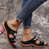 Advbridge Plus Size 42 43 Summer Women Slippers Outside Wedges Shoes Thick Platform Embroidery Flower Womans Sandals Beach Casual Slides