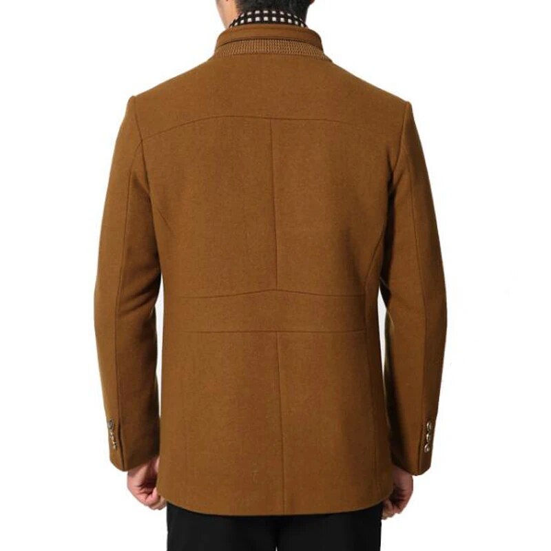 Advbridge Winter Trench Coat Men Casual Thick Wool Overcoat Men's Stand Collar Woolen Coats With Detachable Scarf Parka Casaco Masculinos