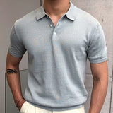 Advbridge Summer Simple Solid Color Casual Slim Lapel Polo Knit  Breathable Polo Camisa Hombre British  Men's Shirt Mannen Polo