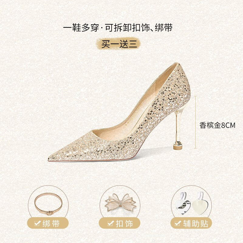 Advbridge One Shoe More Wedding Shoes Female Winter 2021 New Bride Shoes Main Wedding Dress, Two High Heels, Not Tired Feet