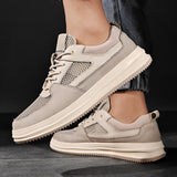 Advbridge Lace-Up Man Genuine Leather Shoes Comfortable Mens Sneakers High Quality Casual Shoes Men Hollow Out Stylish Walking Shoes