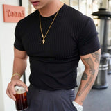 Advbridge New Summer T-Shirt Mens Gym Fitness Short Sleeve Bodybuilding Training t shirt Male Casual Striped Skinny Tee Shirt Man Clothing