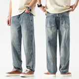 Advbridge Wide Leg Jeans Men Baggy Pants Oversize Jeans Loose Fit Light Blue Streetwear Men's Clothing Denim Pants Casual Male Trousers