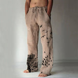 Advbridge Summer New Vintage Men's Cotton Linen Oversized Jogger Trousers Hip Hop Avatar Print Male Plus Size Loose Wide Leg Pants Men