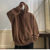 Advbridge Autumn Winter Fashion Casual Men's Loose Cool Boys Soft Solid Pullover Sweater Hoodie Bandage