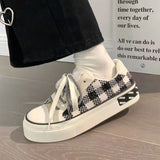 Advbridge Checkerboard Canvas Shoes for Wowen Spring New Thick Sole Casual All-match Sports Shoes Zapatillas Mujer