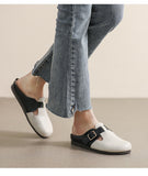 Advbridge Mixed Color Clogs Shoes Woman Cut-out Sandals Trendy Buckle Belt Slippers Home&Outdoor Casual Slides Round Closed Toe Mules