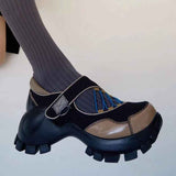 Advbridge Vintage Mixed Color Mary Jane Shoes Round Toe Mesh Platform Casual Shoes Summer Women Sandals Breathable Sneakers Sandalias