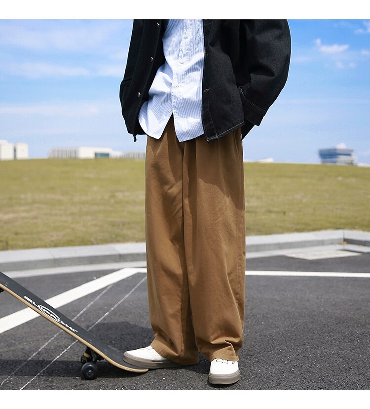 Advbridge Men's Fashion Trend Vintage Casual Pants Loose Cargo Hip Hop Style Trousers Mens Black/Apricot/brown Color Sweatpants M-2XL